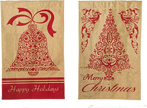 Evergreen Happy Holiday Two Sided Burlap Garden Flag
