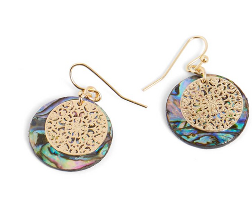 WHISPERS ABALONE CIRCLE WITH GOLD DESIGN