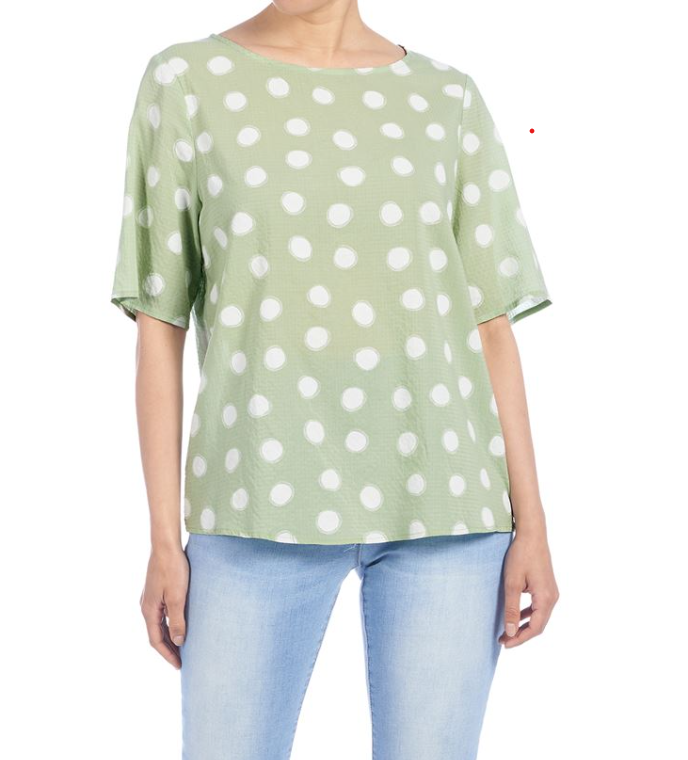 COCO & CARMEN ALLIE CRINKLE DOT TOP IN BUTTERFLY GREEN