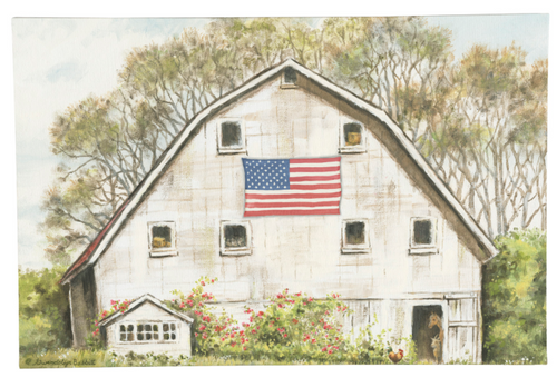 Evergreen Americana Farmhouse Outdoor Wall Canvas, 36