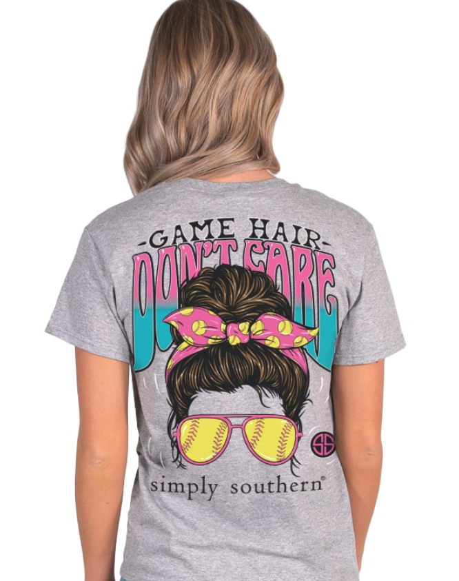 SIMPLY SOUTHERN COMPANY ADULT GAME HAIR SHORT SLEEVE T-SHIRT