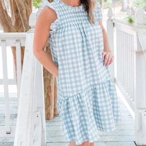 MICHELLE MCDOWELL NORA GATHERED GOODS CHAMBRAY DRESS