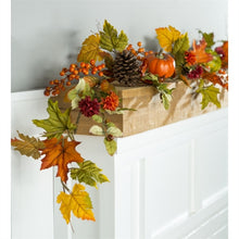 Load image into Gallery viewer, EVERGREEN PUMPKINS AND PINE CONES FALL GARLAND