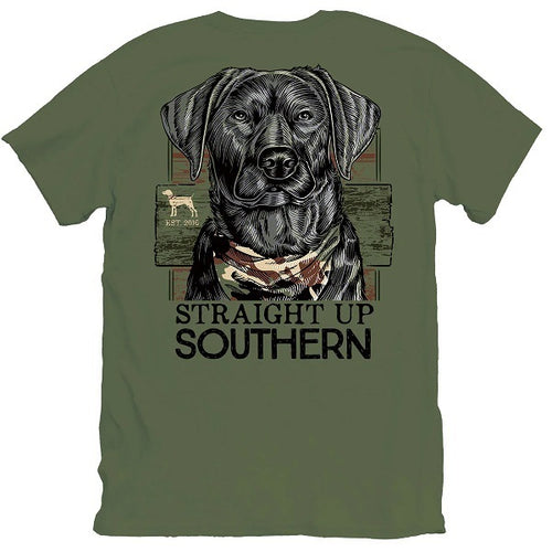 Straight Up Southern Camo Lab Military Green Short Sleeve T Shirt