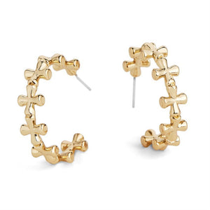 COCO & CARMEN CROSS HOOP - GOLD