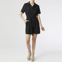 Load image into Gallery viewer, COCO &amp; CARMEN BELLAMY BUTTON FRONT UTILITY ROMPER - BLACK