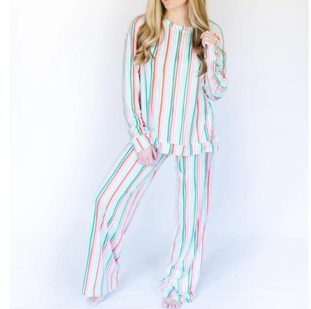 MARY SQUARE ANNIE CANDY CANE PANTS SET