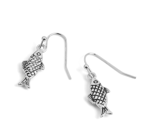 WHISPERS SILVER FISH ON A HOOK EARRINGS
