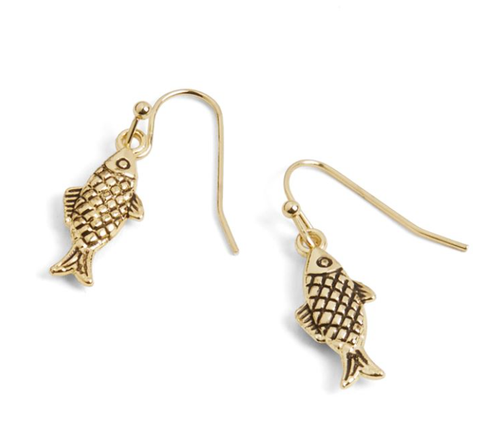 WHISPERS GOLD FISH ON A HOOK EARRINGS