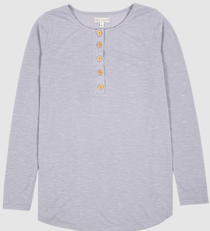 SIMPLY SOUTHERN COLLECTION HENLEY LONG SLEEVE - STONE