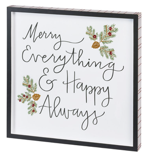 PRIMITIVES BY KATHY MERRY EVERYTHING & HAPPY ALWAYS WOOD SIGN