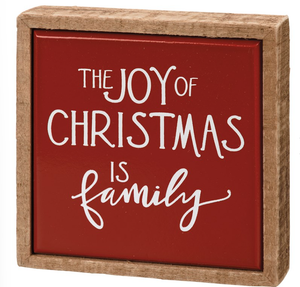 PRIMITIVES BY KATHY THE JOY OF CHRISTMAS IS FAMILY MINI BLOCK BLOCK SIGN