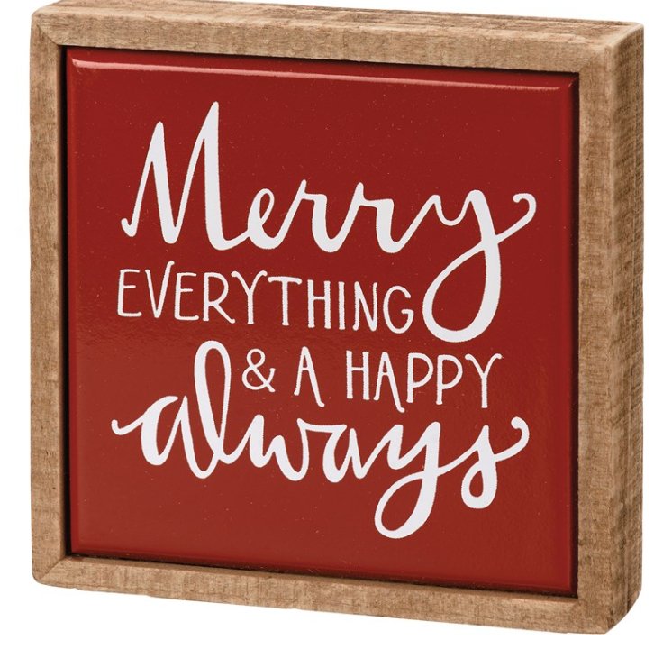 PRIMITIVES BY KATHY MERRY EVERYTHING & A HAPPY ALWAYS MINI WOOD SIGN