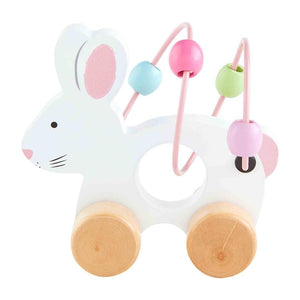 MUD PIE PINK WOOD BUNNY ABACUS TOY