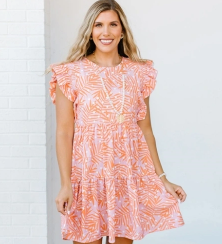 MICHELLE MCDOWELL EVERLY PRETTY PALM PINK DRESS