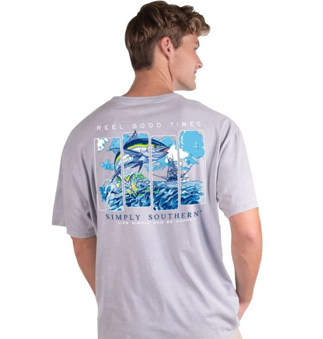 SIMPLY SOUTHERN COLLECTION MEN'S BLOCKFISH MIST SHORT SLEEVE T-SHIRT