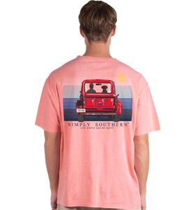 SIMPLY SOUTHERN COLLECTION MEN'S RED TRUCK SHORT SLEECE T-SHIRT