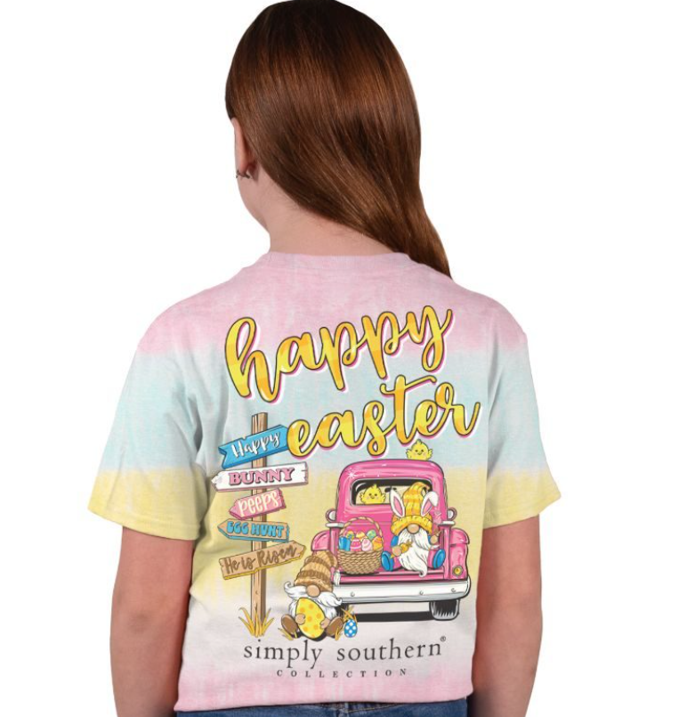 SIMPLY SOUTHERN COLLECTION YOUTH HAPPY EASTER PALM SHORT SLEEVE T-SHIRT