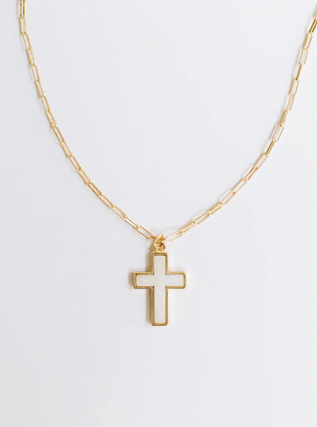 MICHELLE MCDOWELL PENNY CROSS NECKLACE - GOLD