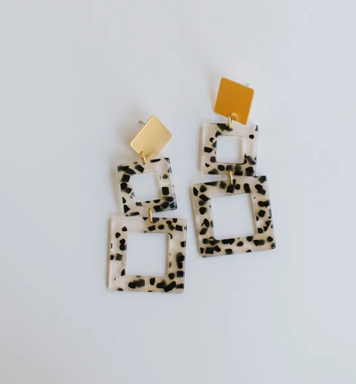 MICHELLE MCDOWELL BANKS BLACK SPECKLED SPOTS AND DOTS EARRINGS