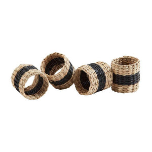 MUD PIE BLACK SEAGRASS NAPKIN RINGS