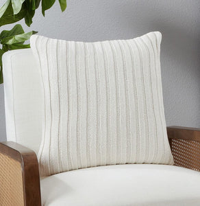 FENNCO STYLES Ivory Knit Cotton 20" Decorative Throw Pillow