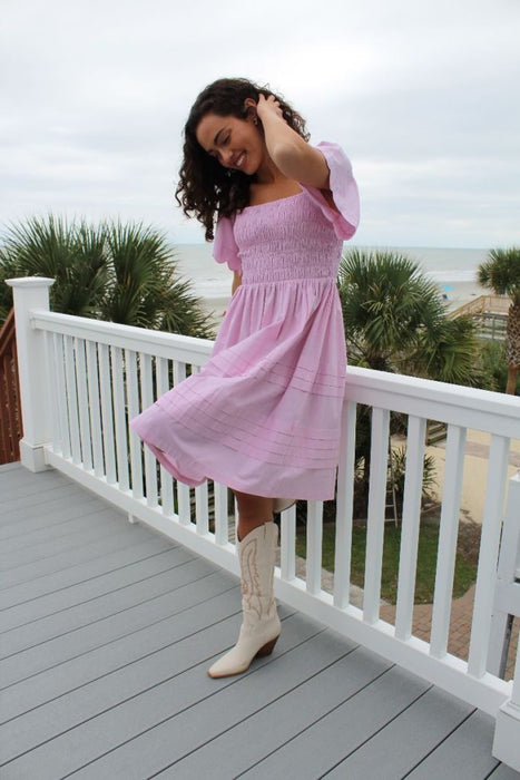 SIMPLY SOUTHERN COLLECTION LIGHT PINK SCALLOP DRESS