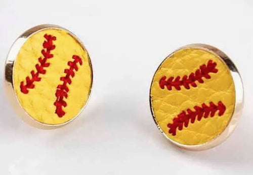 Baseball Leather Stud Earrings