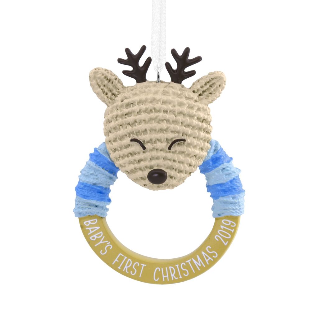 Hallmark Baby Boy's First Christmas Deer Rattle 2019 Ornament