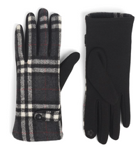 Load image into Gallery viewer, Coco &amp; Carmen Belted Plaid Touchscreen Grey Gloves