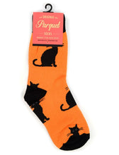 Load image into Gallery viewer, Parquet Ladies Halloween Black Cat Novelty Crew Socks