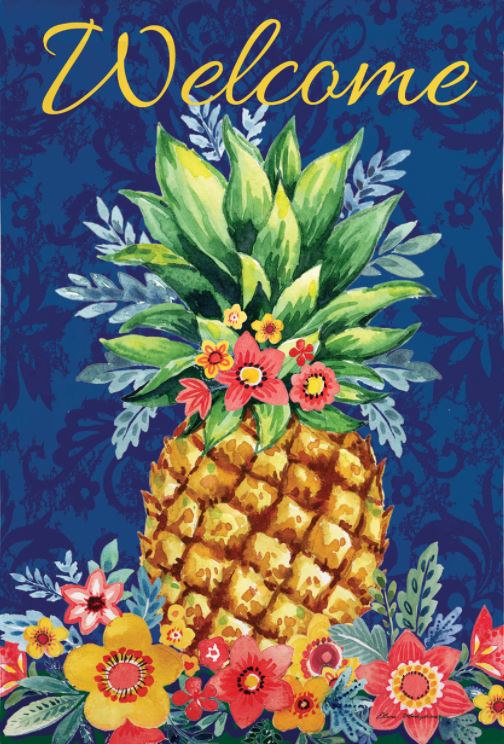 Evergreen Boho Pineapple Garden Suede Flag – Prosperity Home, a