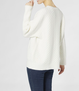 COCO & CARMEN CAMILLA TEXTURED CREW NECK SWEATER - CREAM