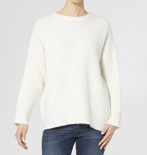 COCO & CARMEN CAMILLA TEXTURED CREW NECK SWEATER - CREAM