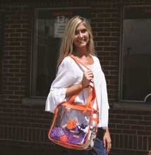Load image into Gallery viewer, CAPRI DESIGNS CLEMSON UNIVERISTY CLEAR CARRYALL TOTE