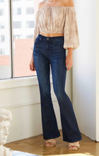 Load image into Gallery viewer, KANCAN CELESTINE MID RISE FLARE JEANS PETITE - DARK WASH