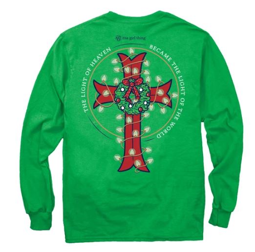 ITS A GIRL THING YOUTH LONG SLEEVE - CHRISTMAS CROSS LIGHTS