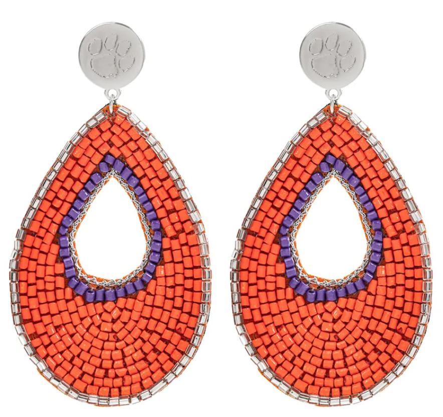 EMERSON STREET CLOTHING CO. CLEMSON TIGERS LANE EARRINGS SILVER