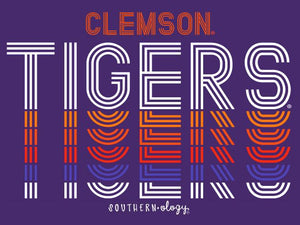 SOUTHERNOLOGY CLEMSON TIGERS RETRO STACKED STATEMENT SHORT SLEEVE TEE