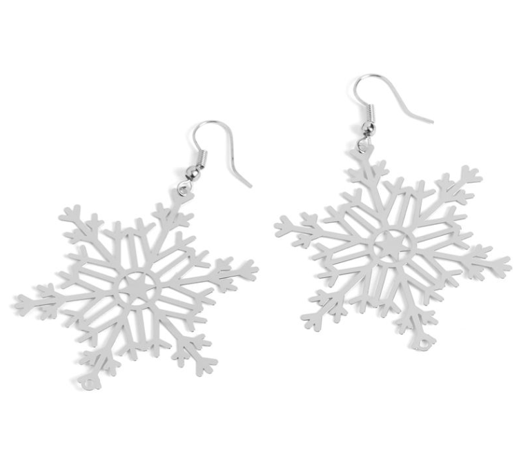 COCO & CARMEN SILVER CUT-OUT SNOWFLAKE EARRINGS