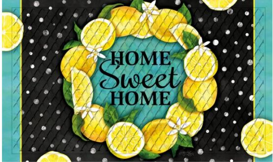 Evergreen Home Sweet Home Lemon Wreath Embossed Floor Mat