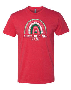 Southernology Merry Christmas Y'all Rainbow Statement Tee