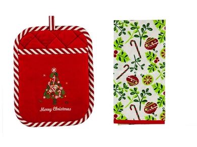 Evergreen Christmas Tree Tea Towel and Pot Holder Set