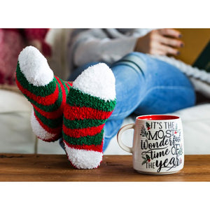 Evergreen Ceramic Cup and Sock Gift set, 12 OZ, It's the Mos