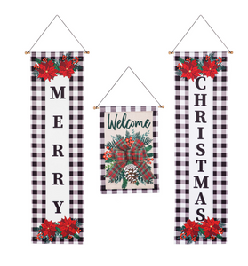 Evergreen Christmas Poinsettias Door Banner Kit