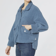 Load image into Gallery viewer, COCO &amp; CARMEN DAMELIO SNAP FRONT SHERPA JACKET - TEAL