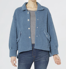 Load image into Gallery viewer, COCO &amp; CARMEN DAMELIO SNAP FRONT SHERPA JACKET - TEAL
