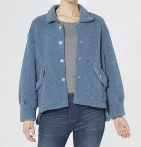 COCO & CARMEN DAMELIO SNAP FRONT SHERPA JACKET - TEAL