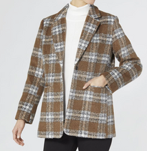 Load image into Gallery viewer, COCO &amp; CARMEN ESSIE PLAID BLAZER - CAMEL/GREY/IVORY