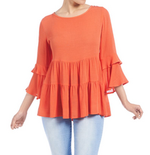 Load image into Gallery viewer, COCO &amp; CARMEN ELLA TIERED RUFFLE TOP IN CORAL